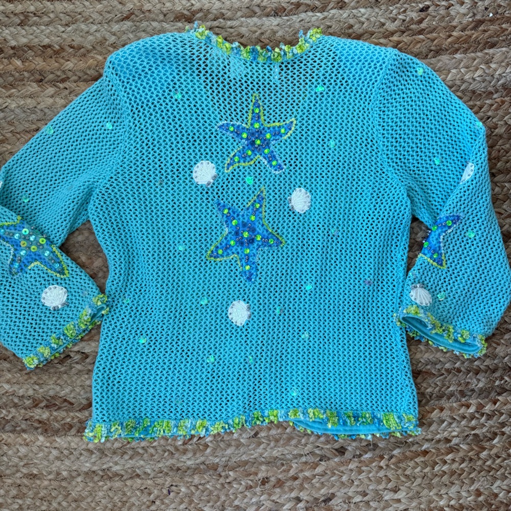 Design Options by Philip & Jane Gordon Size small Blue Beachy knit Sweater - Picture 8 of 8